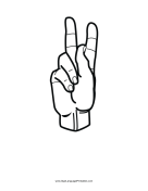 Letter K (outline, no label) sign language printable