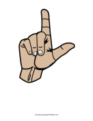 Letter L (color, no label) sign language printable