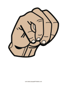 Letter M (color, no label) sign language printable