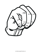 Letter M (outline, no label) sign language printable