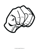 Letter N (outline, no label) sign language printable