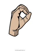 Letter O (color, no label) sign language printable