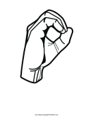 Letter O (outline, no label) sign language printable