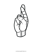 Letter R (outline, no label) sign language printable