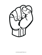 Letter S (outline, no label) sign language printable