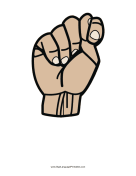Letter T (color, no label) sign language printable
