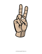 Letter V (color, no label) sign language printable