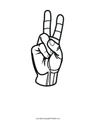 Letter V (outline, no label) sign language printable