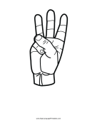 Letter W (outline, no label) sign language printable