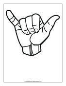 Letter Y (outline, no label) sign language printable