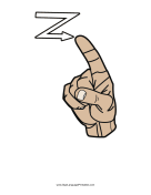 Letter Z (color, no label) sign language printable