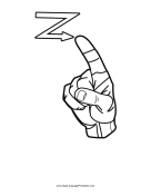 Letter Z (outline, no label) sign language printable