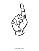 Number 1 (outline, no label) sign language printable