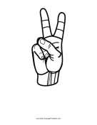 Number 2 (outline, no label) sign language printable