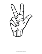Number 3 (outline, no label) sign language printable