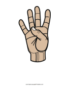 Number 4 (color, no label) sign language printable