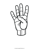 Number 4 (outline, no label) sign language printable