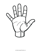 Number 5 (outline, no label) sign language printable