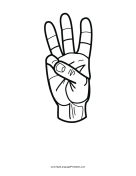 Number 6 (outline, no label) sign language printable
