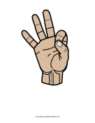 Number 9 (color, no label) sign language printable