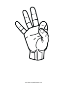 Number 9 (outline, no label) sign language printable