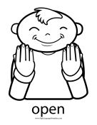 Baby Sign Language "Open" sign (outline) sign language printable