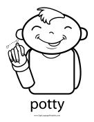 Baby Sign Language "Potty" sign (outline) sign language printable