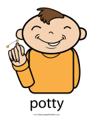 Baby Sign Language "Potty" sign (color) sign language printable