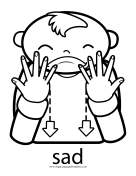 Baby Sign Language "Sad" sign (outline) sign language printable