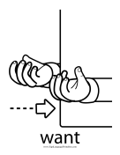 Baby Sign Language "Want" sign (outline) sign language printable