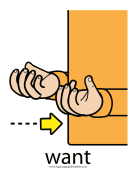 Baby Sign Language "Want" sign (color) sign language printable